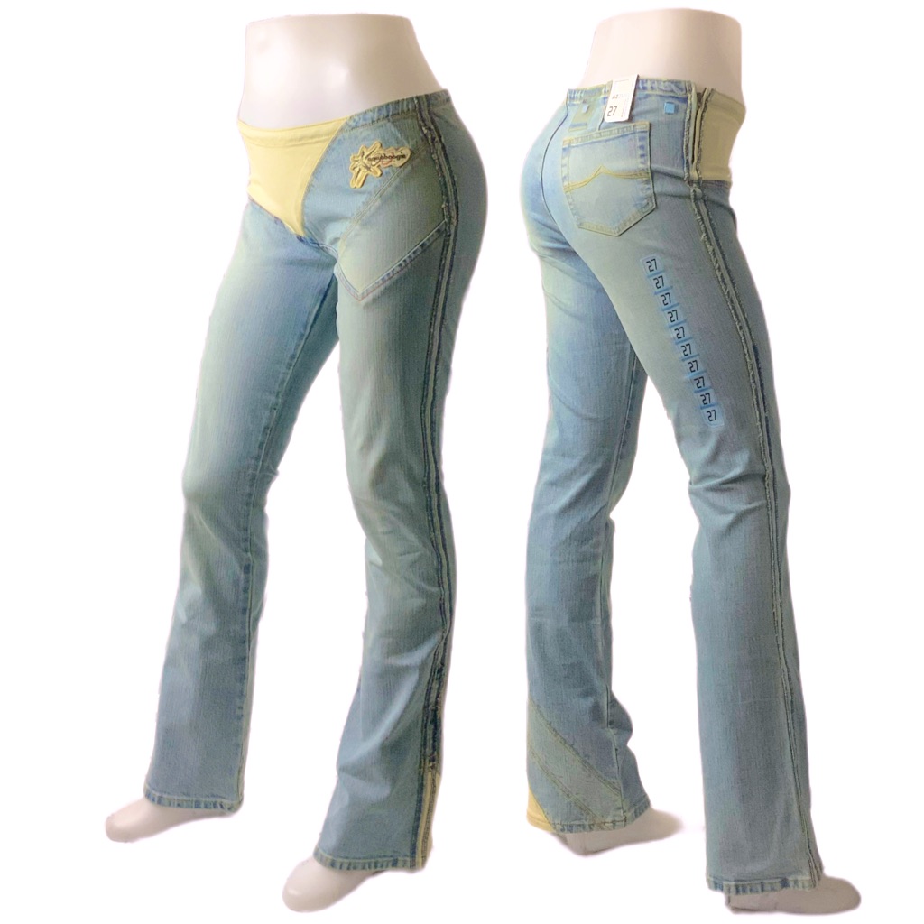 Womens Azzure Sandblast Indigo Vintage Stretch Flare Denim Pants Nwt